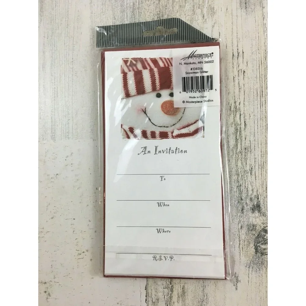 NEW Masterpiece Studios Holiday Christmas Party Invitations Snowman 10 Count